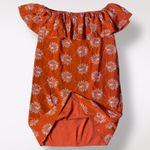 Madewell  Red Palm Print Ruffle Off Shoulder Silk Mini Dress Size M‎ Classic Photo 3