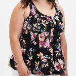 Torrid 1 Plus Size Super Soft Scoop Neck Button Front Fit and Flare Tank Floral Photo 0