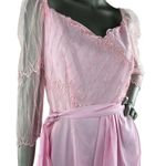 Vintage 1980s Pink Maxi Dress with Mesh and Embroidered Bodice Medium Photo 1