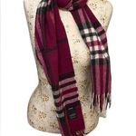 Lord and Taylor  magenta plaid cashmere scarf vintage size 60x12 inches Photo 0