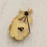 Vintage Bakelite Carved Rose Pin 1" Yellow Flower Palm Coat Lapel Scarf Brooch Gold Photo 5