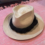 Straw‎ Fedora Leaf Leaves Hat Black Band Beach Sun Bohemian Western Accessory Tan Photo 0
