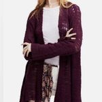 Free People In My Element Plum Boho Bell Sleeve Kimono Cardigan Sweater Sz Small Photo 0