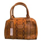 Terzetto Leather Satchel Bag Purse Brown Embossed Snakeskin Animal Print NWT Photo 0