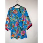 Trina Turk Cover Up Dress Blue Tahiti V Neck Floral Cape Sleeve Resort Swim M Photo 9