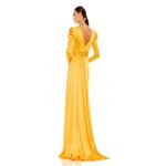 Mac Duggal Faux Wrap Mango Yellow Long Sleeve A Line Gown Womens Size 6 12404 Photo 1