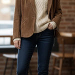 Avanti  Woman Size 10 Tan 100% Genuine Pig Suede Leather Button Blazer Jacket Photo 0