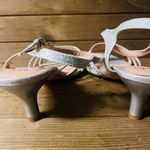 L Lorraine Berkly Silver Rhinestone Shoes Formal Prom Wedding kitten  Heels Sz 9 Photo 4