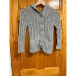 Abercrombie & Fitch Y2k Fitted Cable Knit Hoodie Cardigan Gray Bella Swan Photo 1