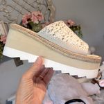 Free People  Santorini Espadrille Beige Plaster Lace Platform Wedge Photo 2