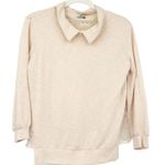 CLU Womens Cotton Blend Lace Trim Pullover Collared Sweatshirt Size S Blush Pink Photo 0