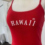 Early 2000's Made in USA Red Cotton White Hawaii Flower Print Cami Top S Photo 4