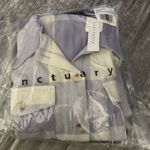 Sanctuary  Brushed Shirt Dress Size Medium Plaid Flannel Plaid Tie Waist Lavender Photo 4