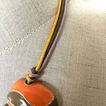 Orange green and burgundy enamel swirl statement necklace Photo 6