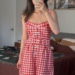 D&G EUC picnic print silk cotton blend belted sun dress Photo 0