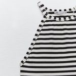 ZARA Ribbed Minimalist Halter Black & White Striped Tank Top Photo 3