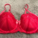 DKNY red lace balconette bra. Color- red/pink. Size 34C. Like new condition Photo 0