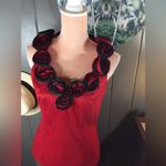Rose Embellished Dressy Sleeveless Red Top Medium Photo 1