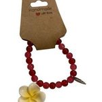Handmade Red Beaded Floral Charm Bracelet Hanxmade Photo 0