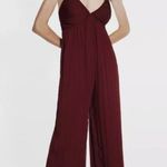 ZARA NWT LONG CROSSED BACK JUMPSUIT Chiffon Fabric Small Bloggers Fave Burgundy Photo 0