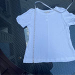 Loft  white cotton textured t-shirt puffy short sleeves stretchy Sz L Photo 5