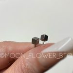 Silver Stainless Steel Cube Barbell Earrings Photo 2