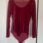 J.Crew Mercantile Red Velour Long Sleeve Bodysuit Photo 0