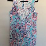 Lilly Pulitzer Gabby Shell Me About It Shift Dress Size 10 Turquoise Blue Coral Photo 1