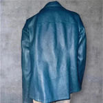 Alfani NWOT Women's Asymmetrical Zip Teal Faux Leather Jacket size 1X Photo 7