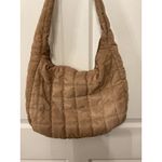 Large Puffer Quilted Women's Shoulder Tote Bag in Tan Photo 3