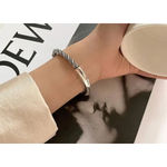 Boutique NEW Solid Unisex Braided Bar 925 Sterling Silver Cuff‎ Bracelet, Adjustablee Photo 5