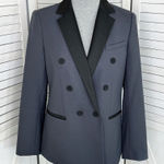 Rebecca Taylor Tailored  Color‎ Block Double Breasted Blazer Jacket Grey Black 4 Photo 0