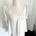 Free People  Ivory White Boho Cold Shoulder Top Photo 3