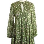 ZARA NWT  Women's Multicolor Long Sleeve Floral Metallic Ruffle Mini Dress XS Photo 0