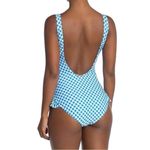 Juicy Couture  Pineapple Print One Piece Swimsuit BLUE + WHITE GINGHAM EUC Photo 3