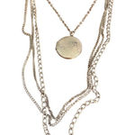 Vintage Silver Tone Multi Chain Locket Necklace Antique Portraits Layered Estate Photo 0