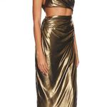 NEW NWT The Sei X Revolve One Shoulder Cutout Maxi Gown In Gold Lame Size 2 Photo 2