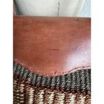 Handmade Rare Sisal Woven Striped Tote Bag with Leather Flap Double Handles Photo 9