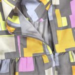 Milly Italian Silk Dress Women 8 Geo Print Boho Feminity Retro Resort Party Y2K Photo 6