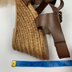 Eric Michael Brown Leather Wedge Espadrille Sandals Hobo Woven Photo 2