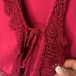 Joseph A Y2K  Red Crochet Trim Cardigan Sz Medium Front tie Photo 8