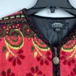 Icelandic Design Womens Zip Up Wool Textured Sweater Jacket Red Size M Photo 2