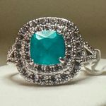 Ring Bomb Party Sz 7RBP Halo W/Green Ice Crystal Rhodium P Costume Jewelry Silver Photo 2