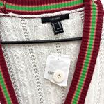 Forever 21 Oversized 90s y2k vintage colorblock cable knit v neck cardigan sweater white Photo 1