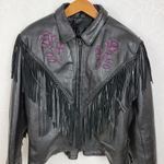Daytona Joe Womens Moto Jacket Size XXL Black Purple Rose Zip Front Fringe Photo 14