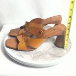 ZARA  Tan Brown Leather Block Heel Slide Sandals Size EU 39 US 8.5 Photo 7