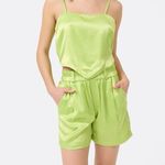 Terez NWT  Green Satin 2-Piece Loungewear Set PullOn Shorts Scarf Tank Top Size S Photo 8