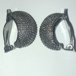 Vintage Dark Metal Gunmetal Gray Classic Studded Clip On Earrings Photo 4