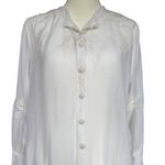 Johnny Was  White Embroidered Long Sleeve Sheer‎ Blouse Sz M Photo 1