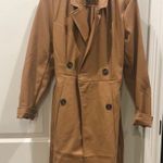 Pink Lily Tan Leather Trench Jacket Photo 0